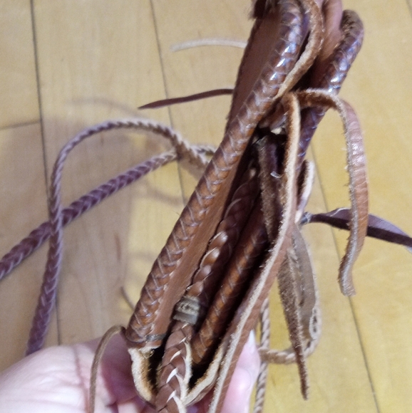 Vintage Handmade Boho Hippie Leather crossbody purse set - Picture 14 of 16